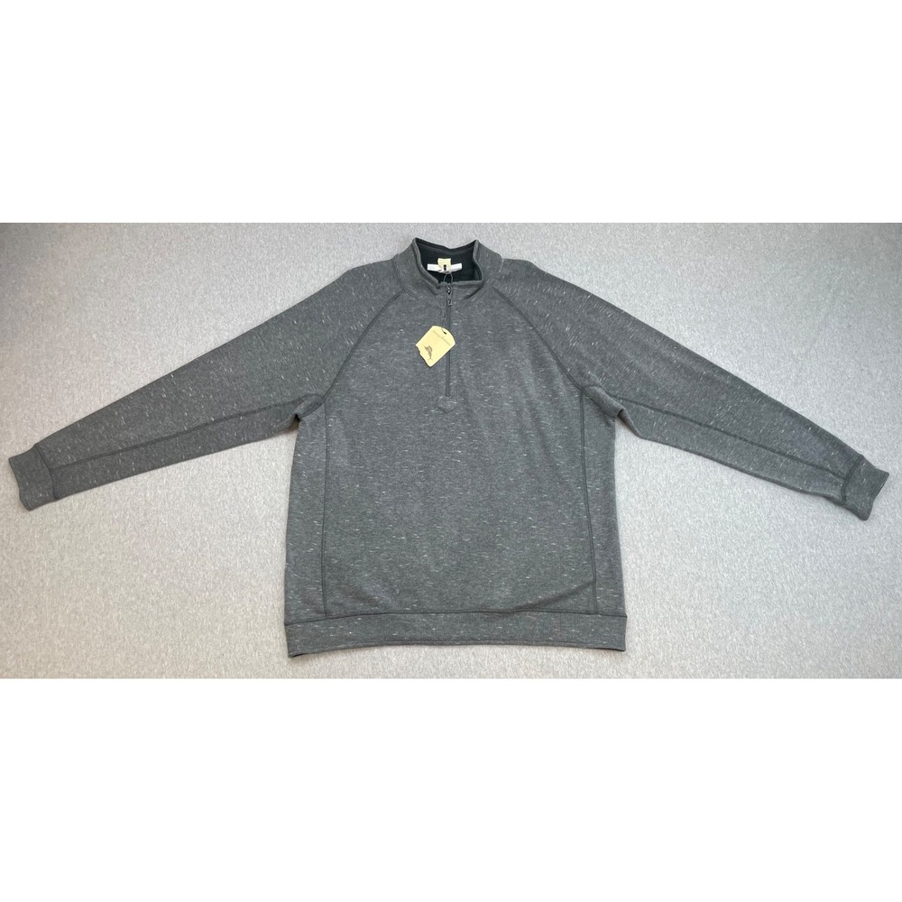 Tommy Bahama Sweater Mens XL Gray Cotton Blend Reversable 1/4 Zip Mock Neck  NWT
